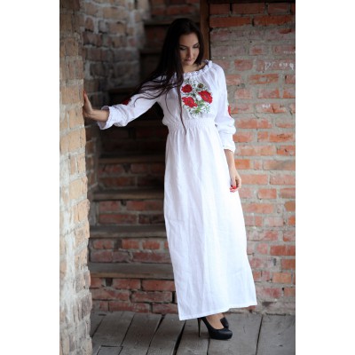 Embroidered dress "Maxi Poppies 2"